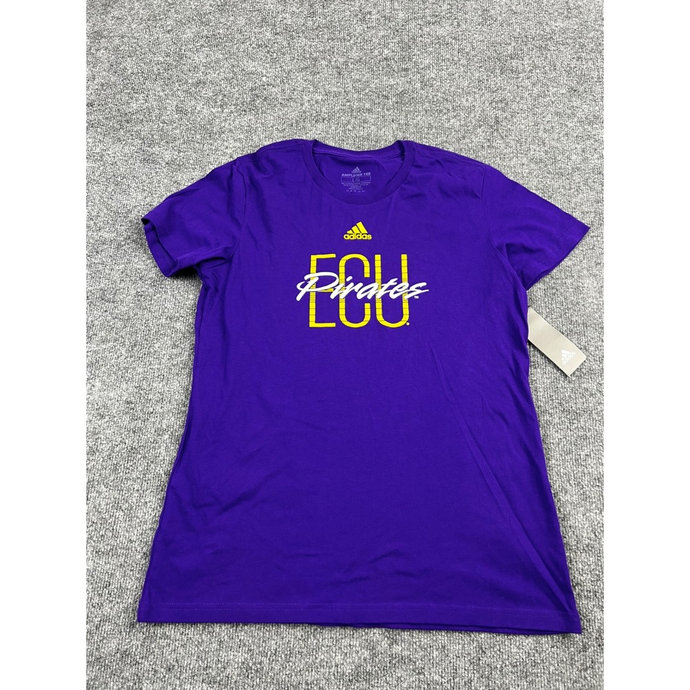Adidas Womens ECU Pirates Amplifier Tee Purple Graphic T-Shirt Large NEW